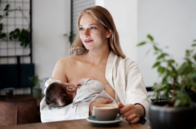 Girl breastfeeding a baby